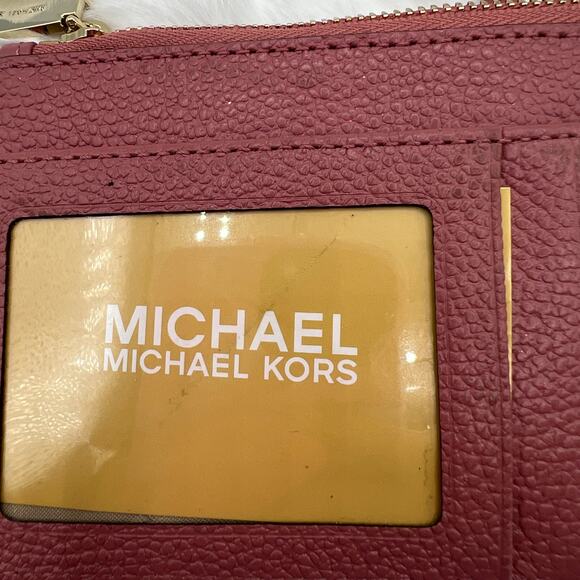 Michael Kors Jet Set Small Pebbled Leather Wristlet Card Coin Case Rose Gold - Picture 11 of 15